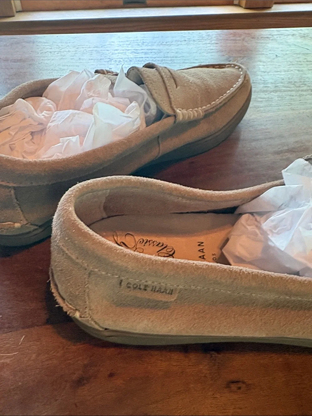 Cole Haan Shoes Pinch Long-Weekender Maine Classic Beige Suede Penny Loafers
